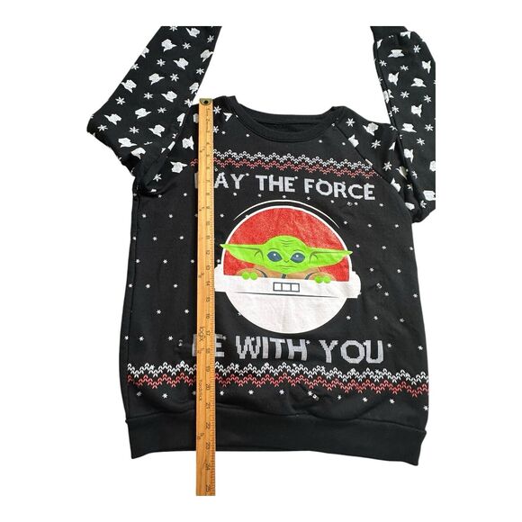 Star Wars women's size S‎ black Baby Yoda lighted holiday Christmas sweatshirt - Picture 7 of 13
